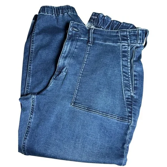 J. Crew High-Waisted Denim Joggers – Patch Pockets & Elastic Cuffs – Size 31 - Picture 8 of 8